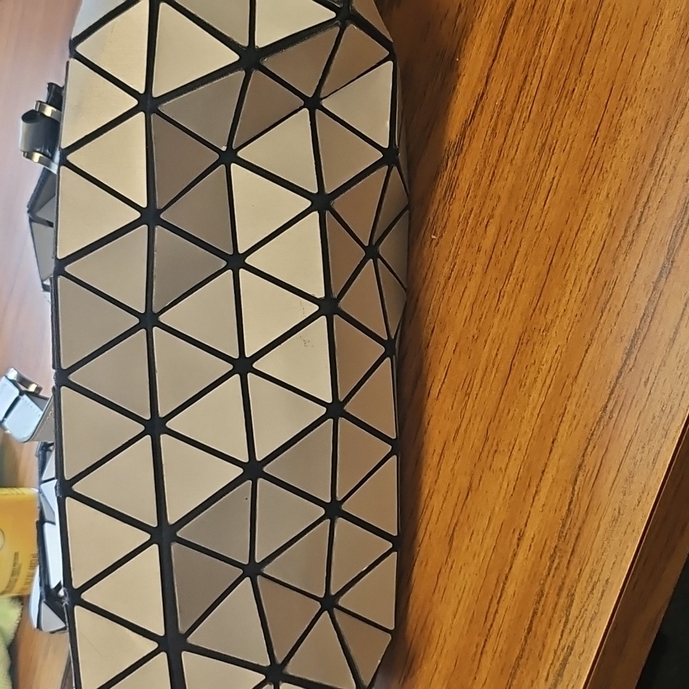 Geometric Patterned Silver Shoulder Or Crossbody … - image 5